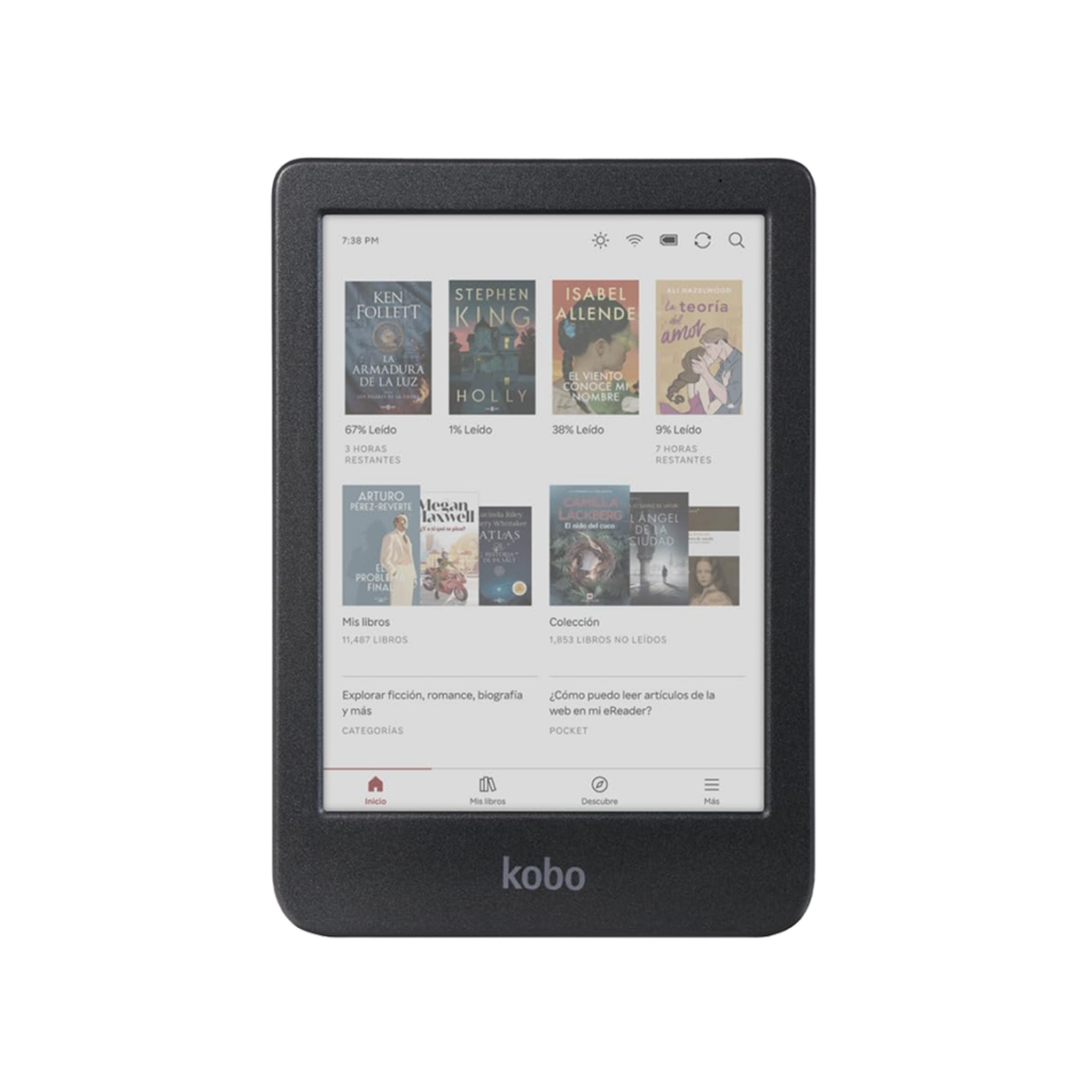 kobo Clara color black from the front page with books 2